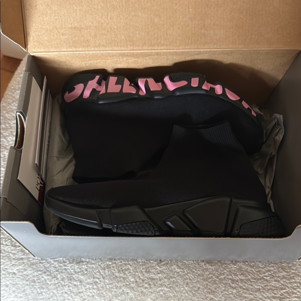 Balenciaga Black and Pink Athletic Shoes